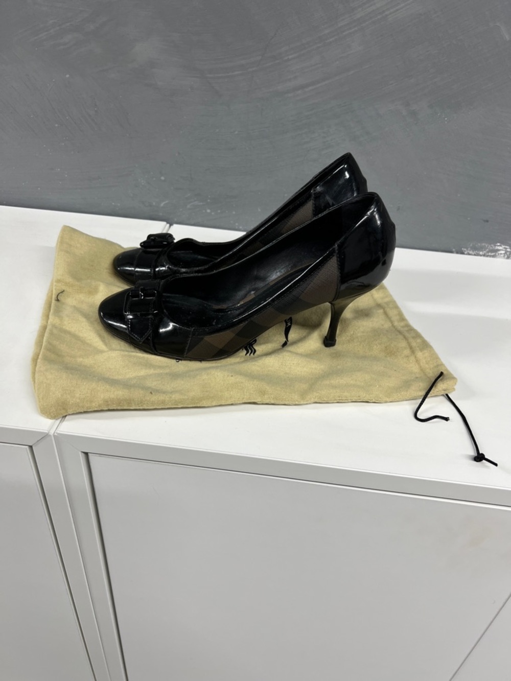 Burberry Black Check Heels